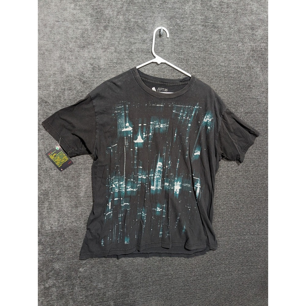 Apt. 9 Mens XL Black Abstract Cityscape Graphic Tee Short Sleeve Cotton T-Shirt